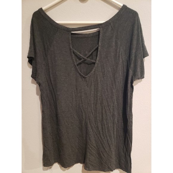 Womens 1X Eye Candy short sleeve top: glitter Fabulous graphic, strappy back - Picture 5 of 5